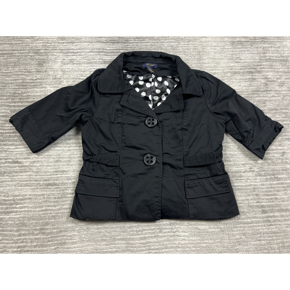 Ecologie Jacket Womens Petite Large PL Black Button Front Half‎ Sleeve